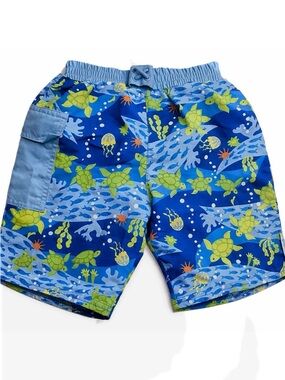 4T potty training swim trunks built in diaper Blue Turtle Print green sprouts